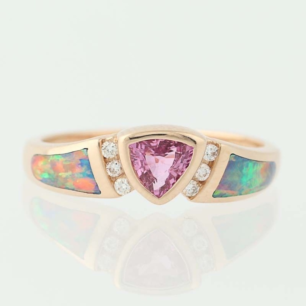 New Kabana Pink Sapphire, Opal, Diamond Ring